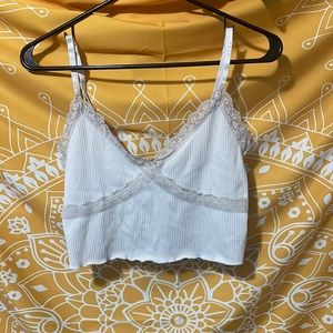 White lace trim tank top crop top!